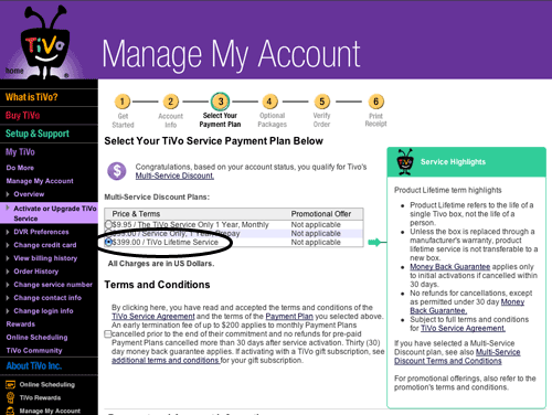 TiVo Lifetime Service