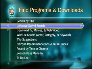 TiVo Universal Swivel Search