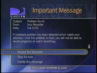 directv tivo a severe error has occurred